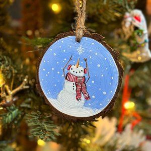 Acrylic hand painted snowman christmas ornament